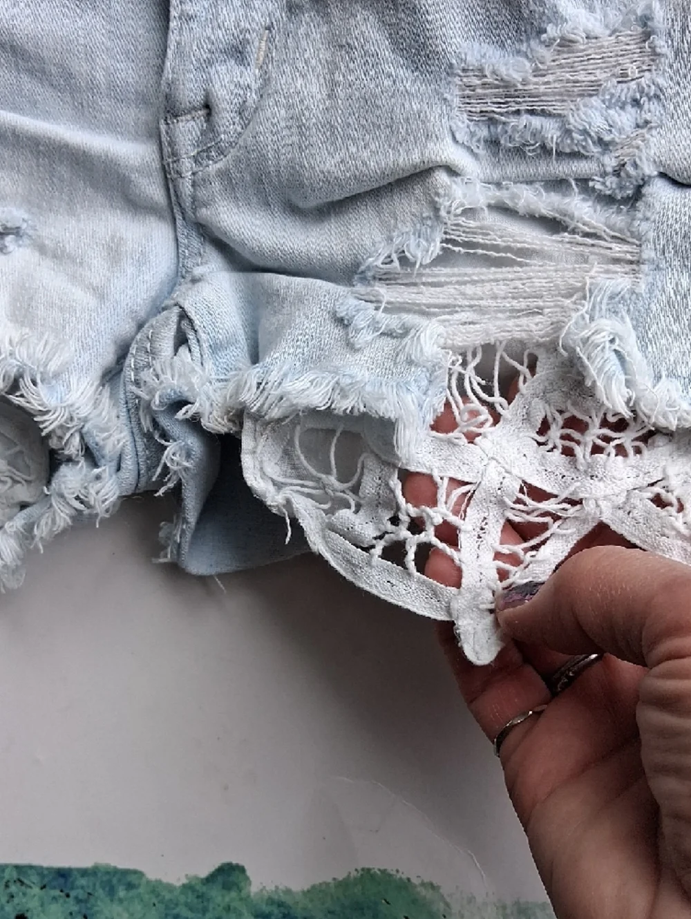 American Eagle Outfitters Light Blue Distressed Denim Shorts - Picture 4 of 6